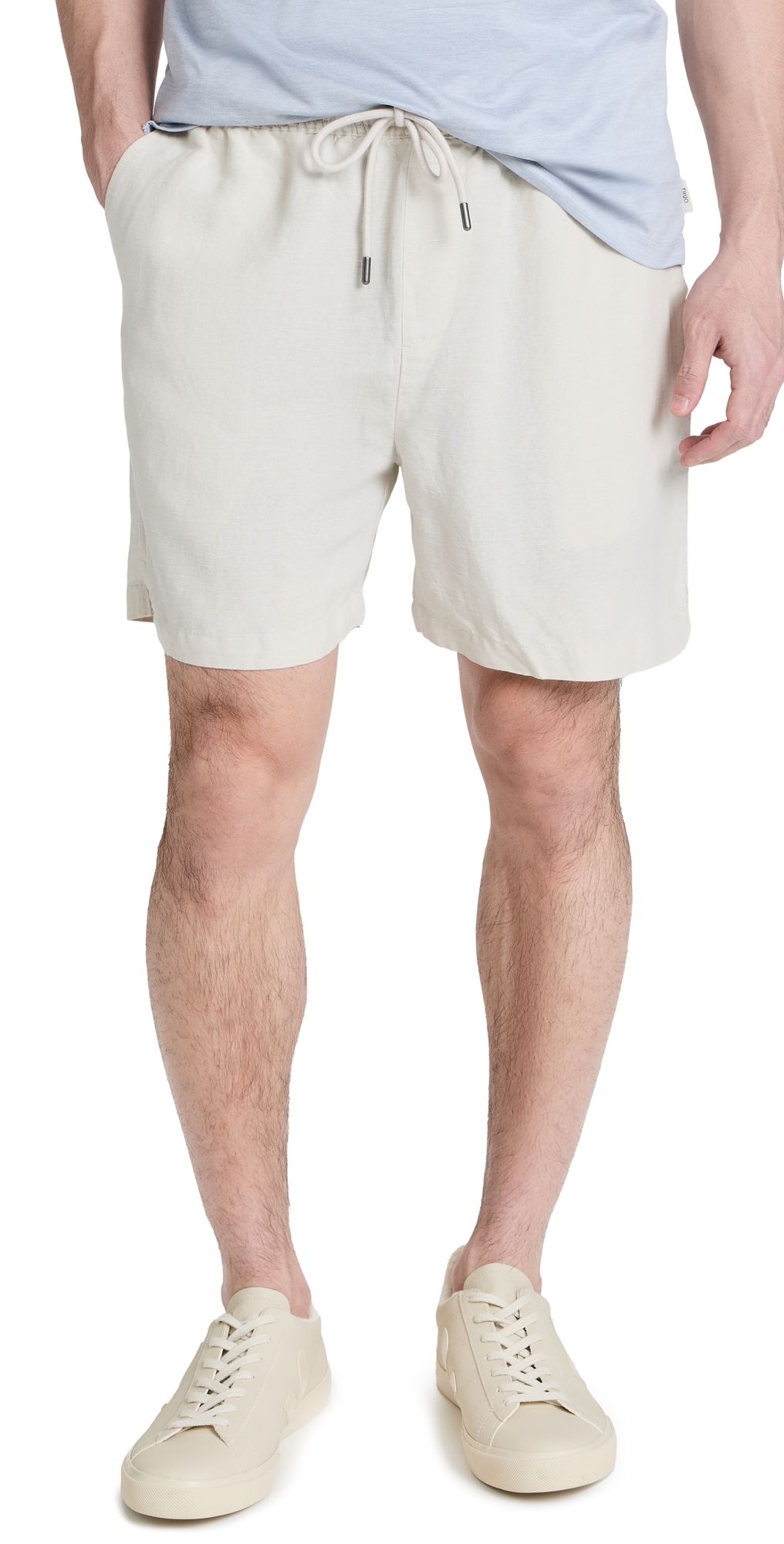 Onia Air Linen Pull-On Shorts 6 Stone L