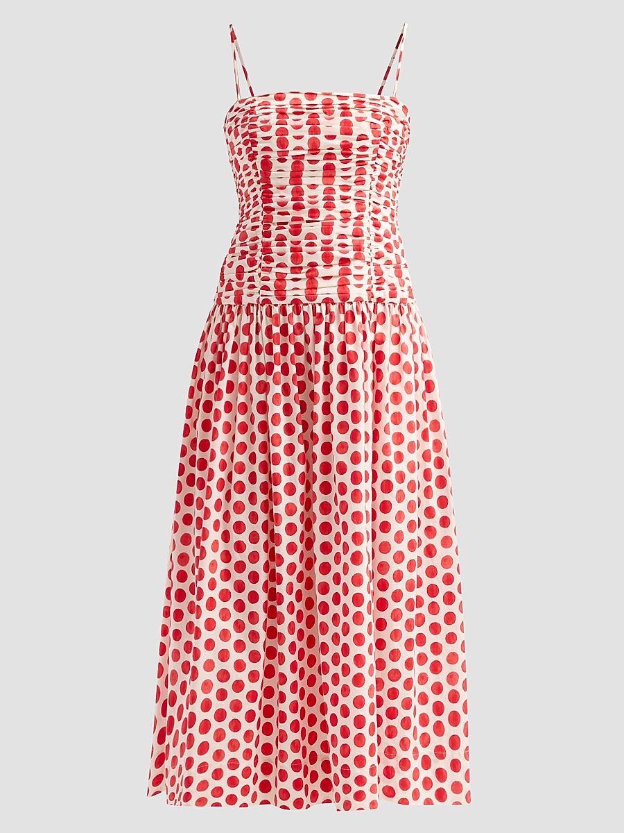 Women's Rahi Ruched Midi Dress - Celeste Spot Red - Size 14