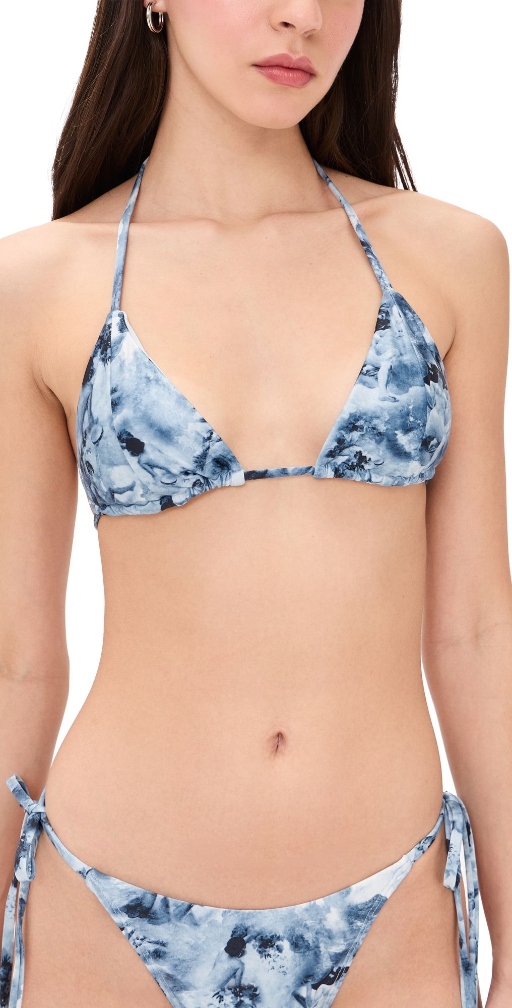 Good American Print String Bikini Top Blue Angel Print XS