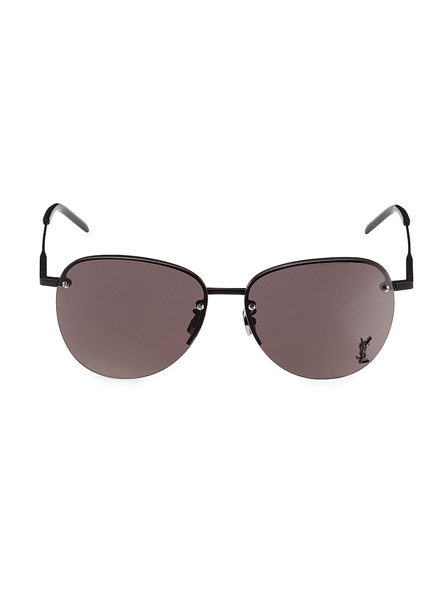 Women's Monogram Pin 61MM Aviator Sunglasses - Black