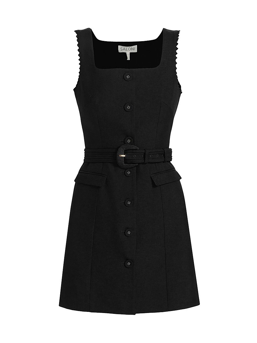 Women's Mika Wool-Blend Belted Minidress - Black - Size 14