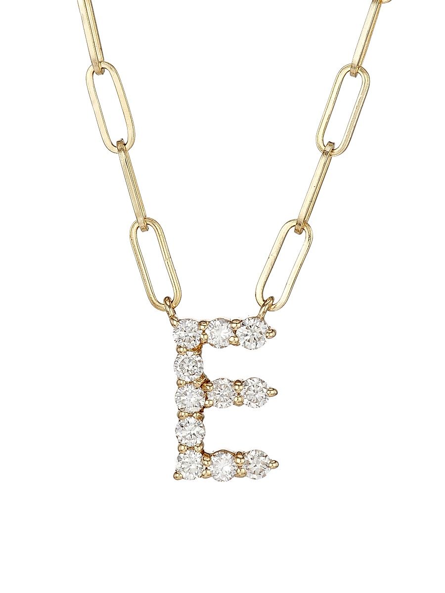 Women's 14K Yellow Gold & 0.40 TCW Diamond Large Initial Pendant Necklace - Initial L