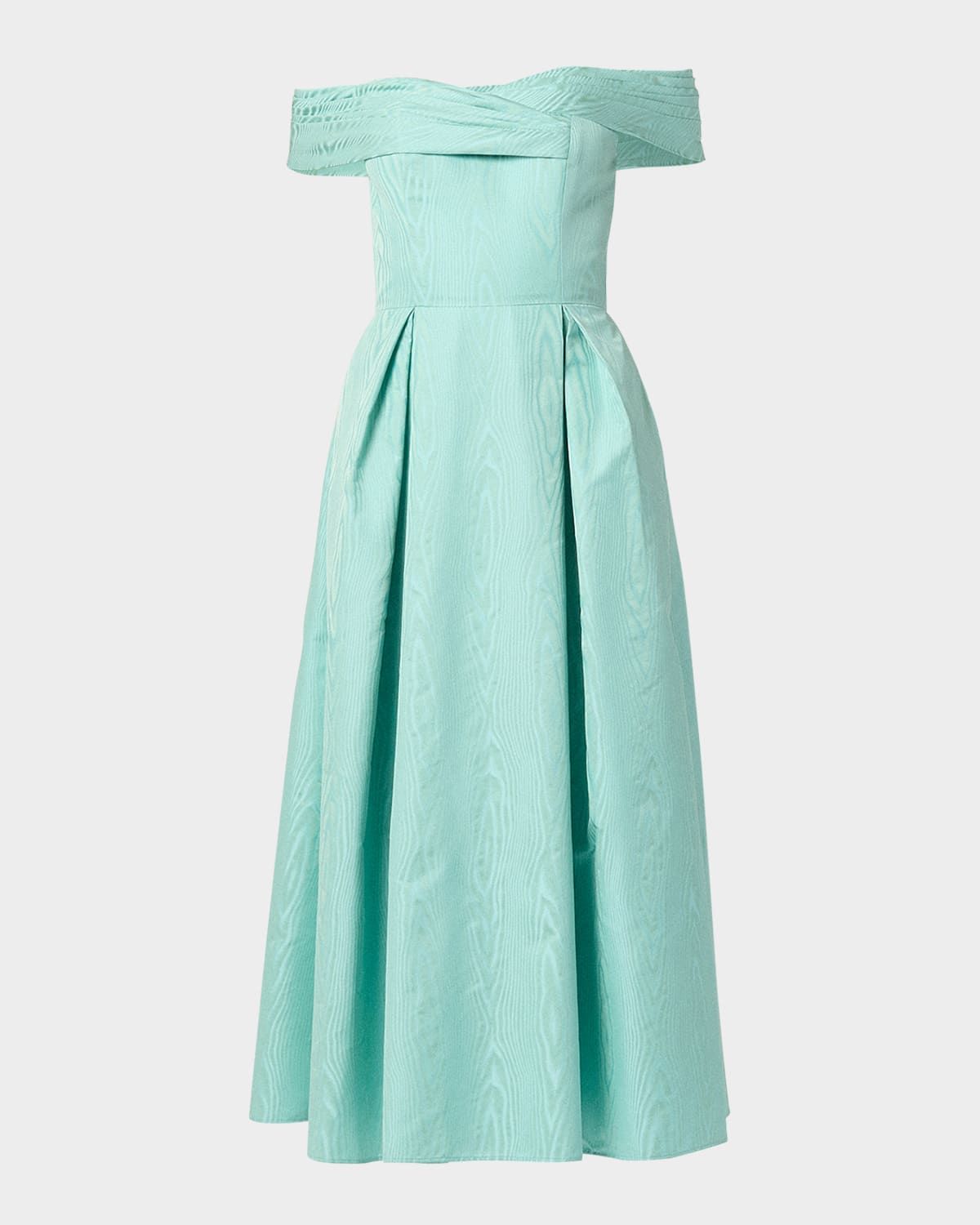 June Pleated Off-Shoulder Midi Dress