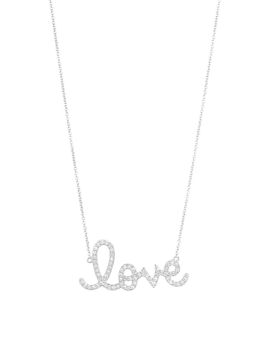 Women's Diamond and 14K White Gold Love Necklace