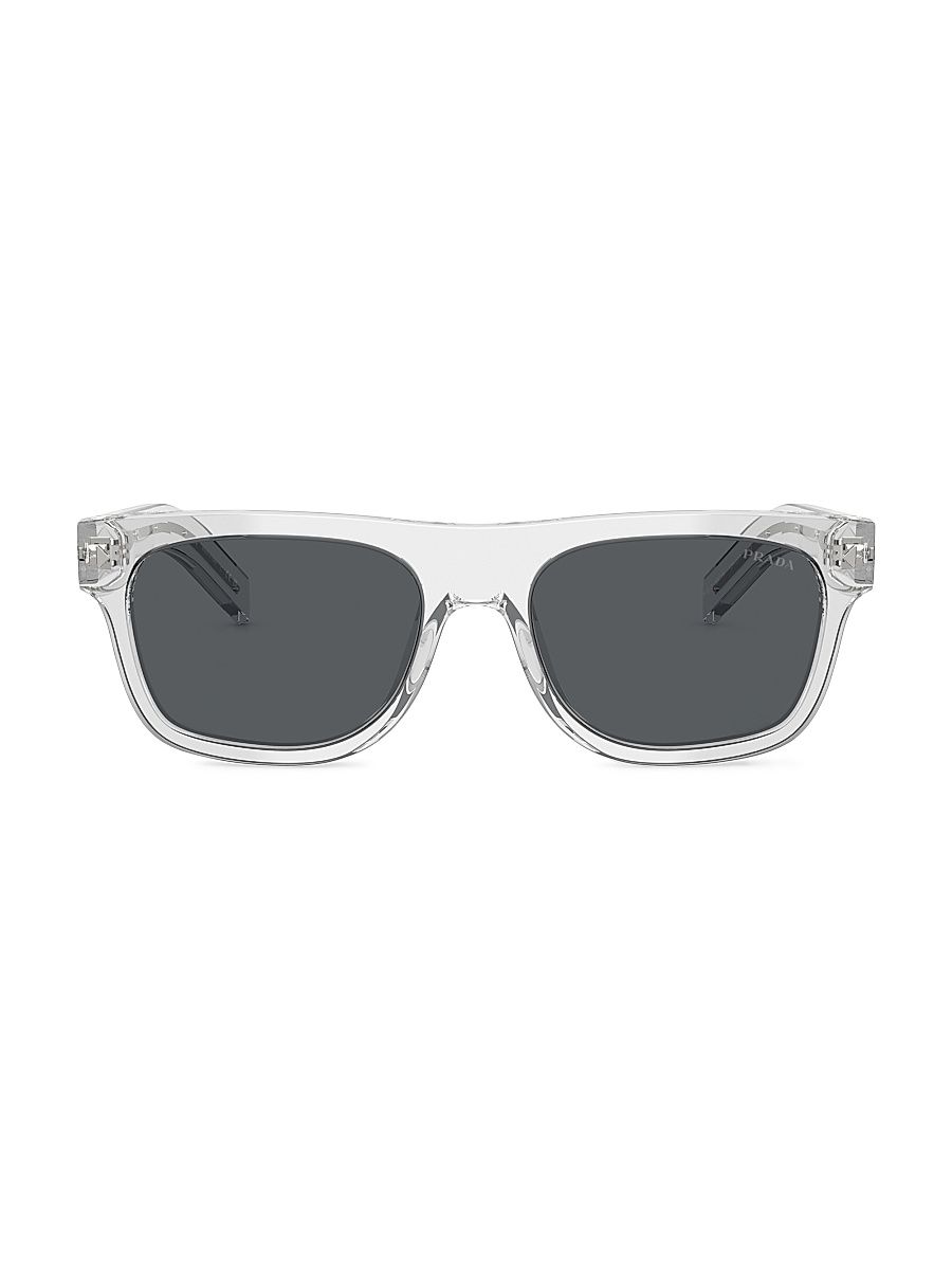 Men's 55MM Pillow Sunglasses - Transparent Grey
