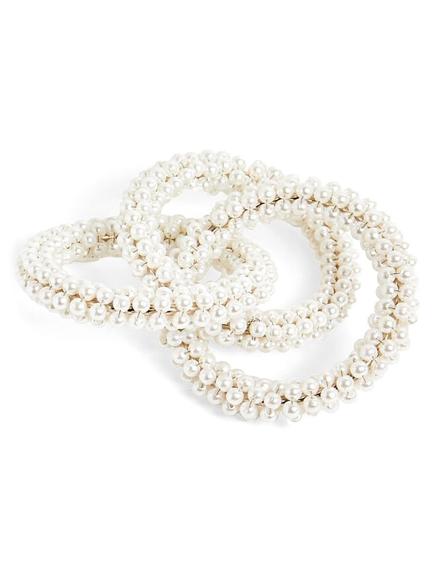 Three Ring Pearl Napkin Ring, Set of 4 - White