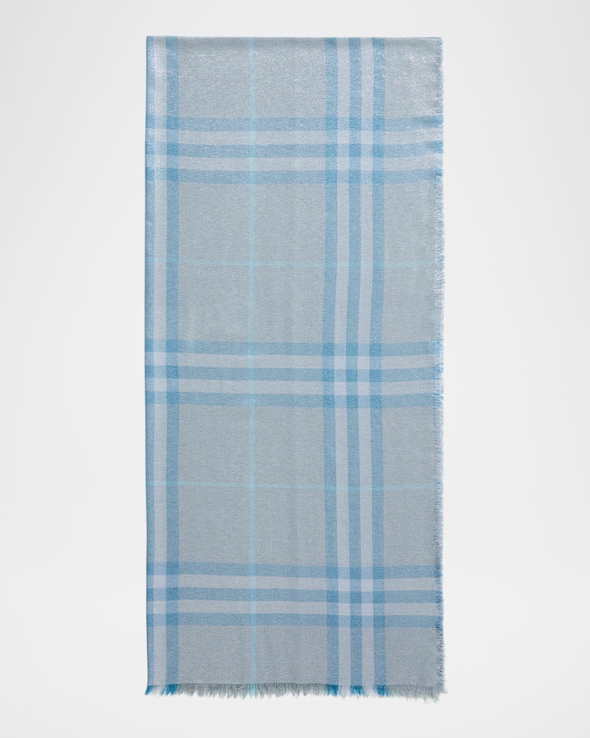 Metallic Giant Check Wool Scarf