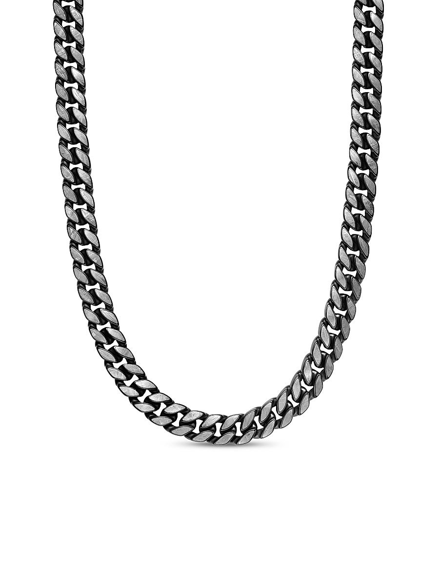 Men's Curb Chain Necklace in Black Titanium - Meteorite - Size 22
