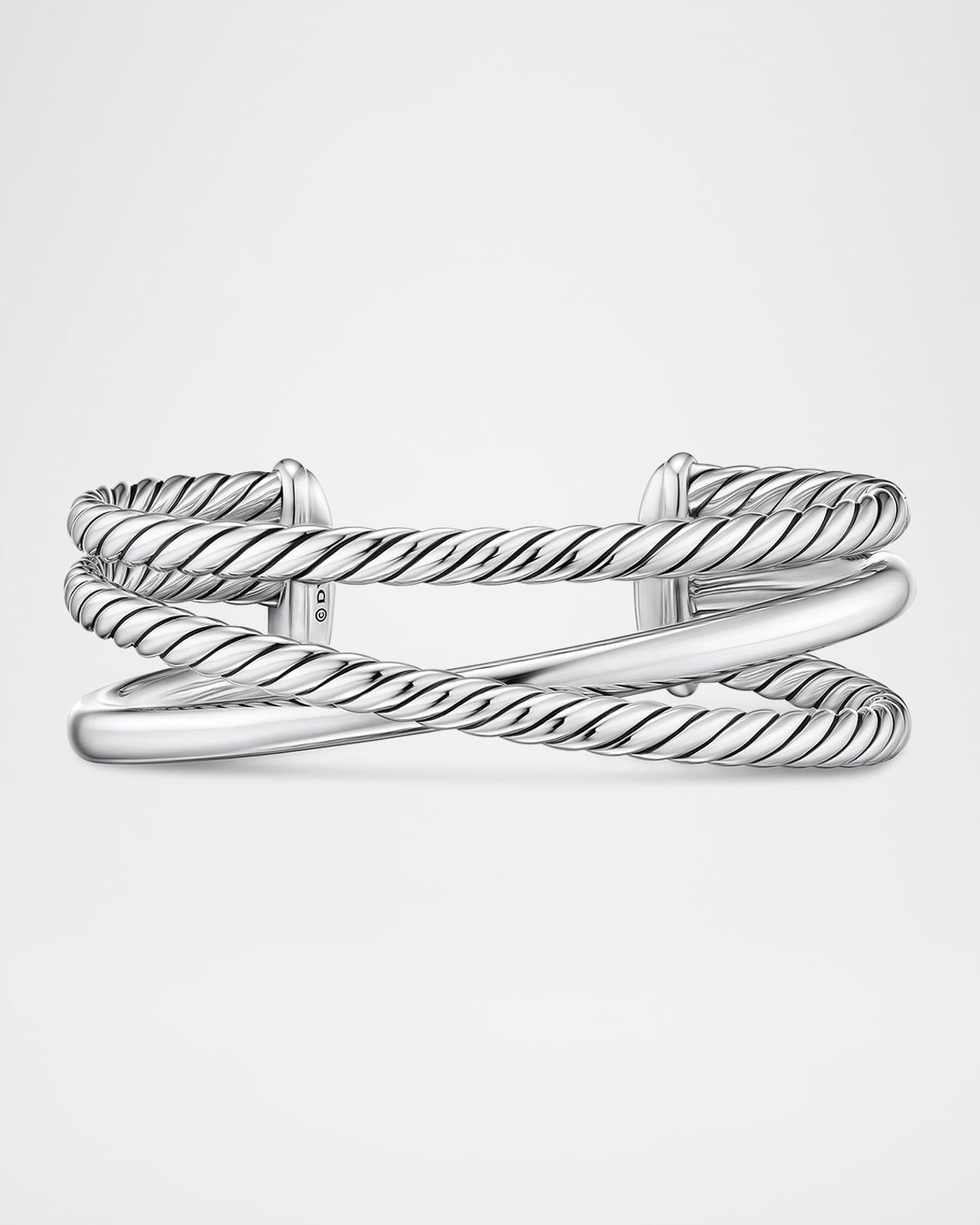Bold Crossover 3 Row Bracelet in Sterling Silver, 20mm