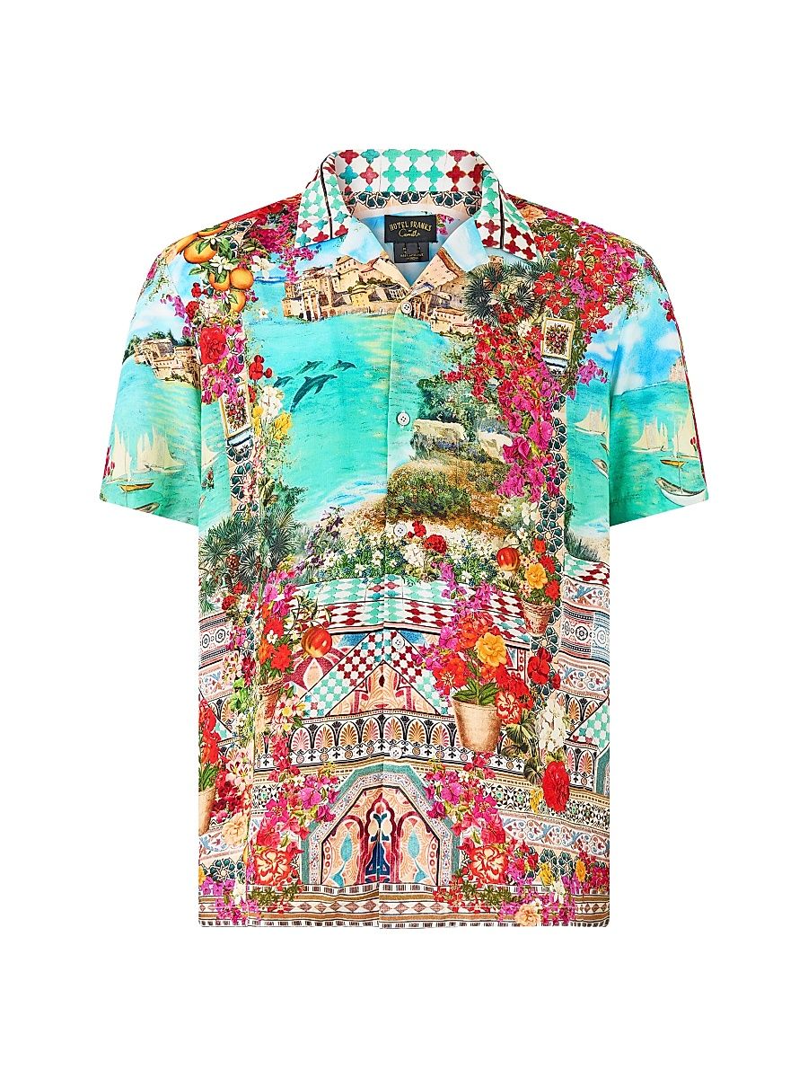 Men's Printed Short-Sleeve Camp Shirt - Meet Me In Mallorca - Size XXL