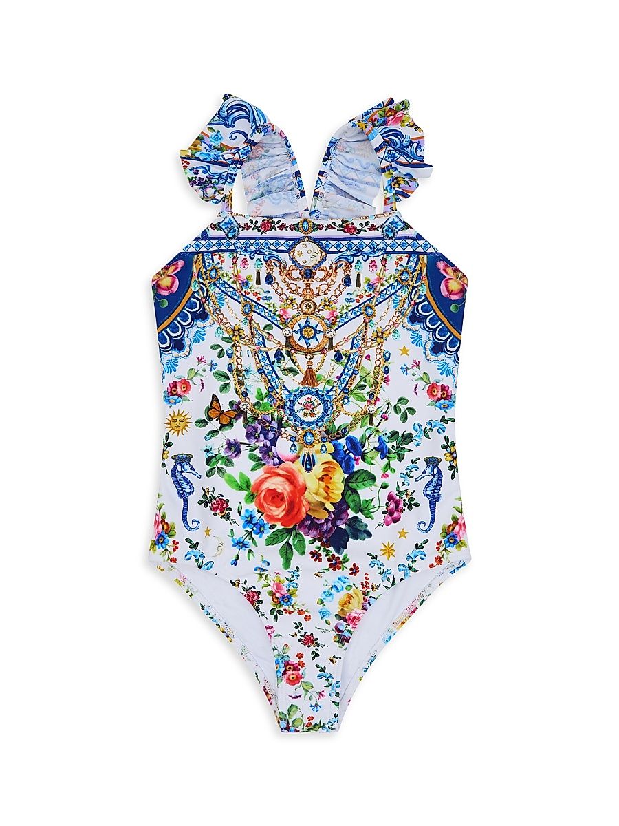 Little Girl's & Girl's Tiles Darls One-Piece Swimsuit - Tiles Darls - Size 6