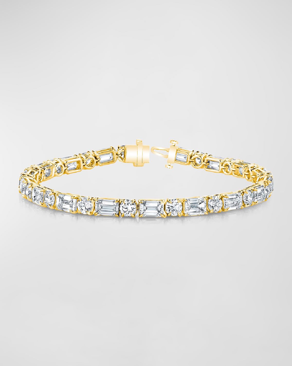 18K Gold East-West Alternating Prong-Set Diamond Bracelet, 10.30tcw, 7"L