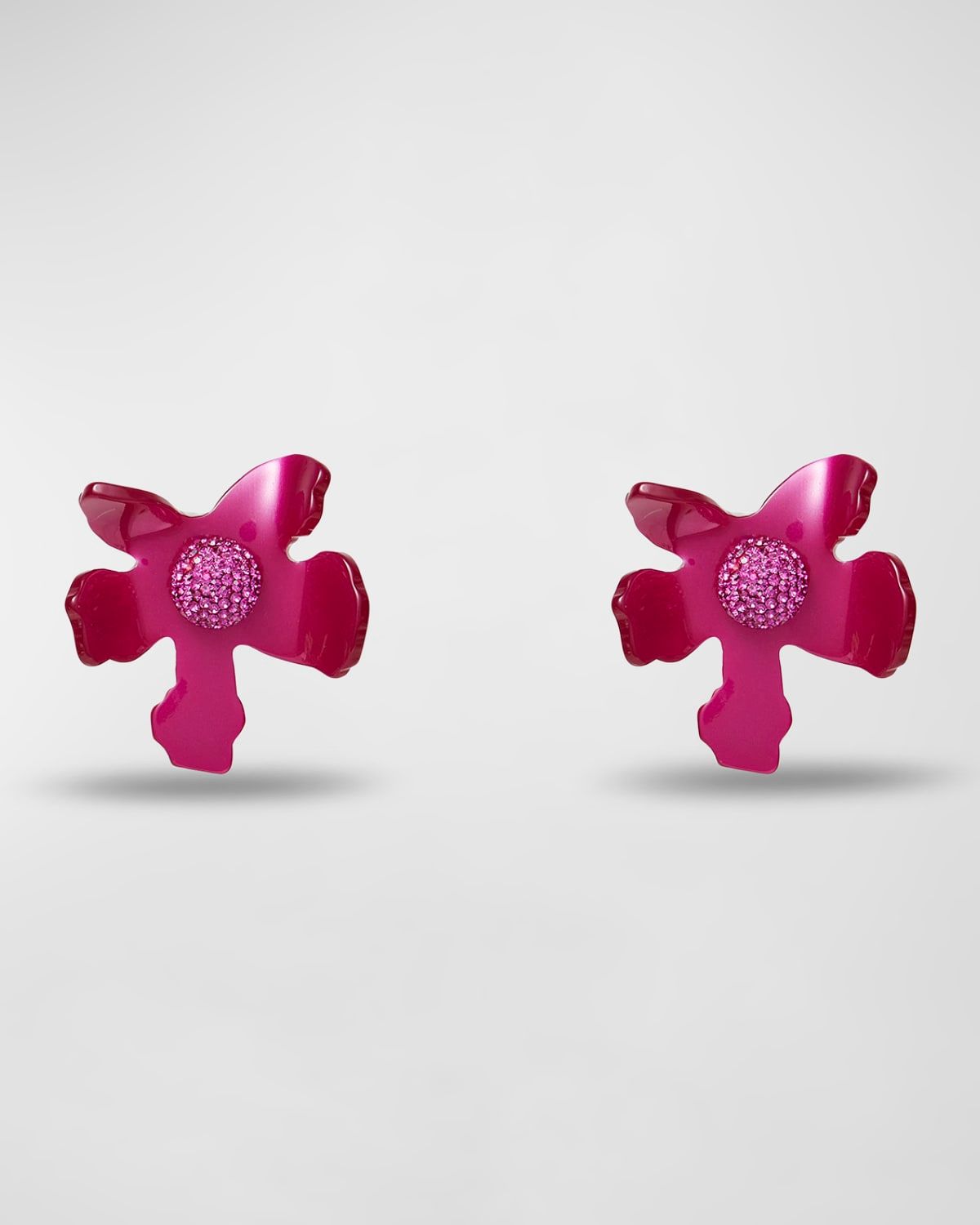 Crystal Lily Button Earrings, Raspberry