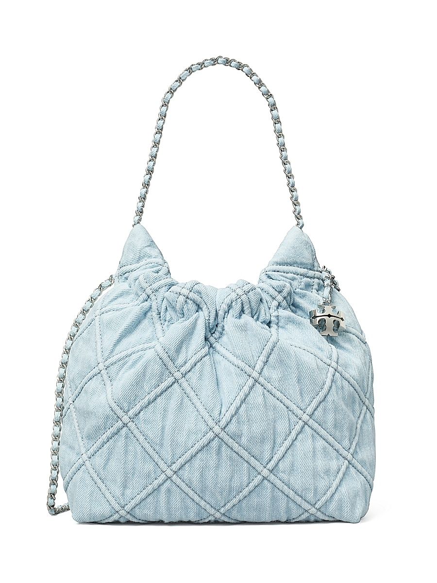 Women's Mini Fleming Quilted Denim Hobo Bag - Seltzer