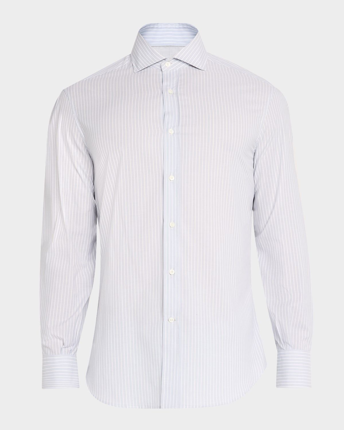 Men & apos;s Cotton Chambray Stripe Sport Shirt