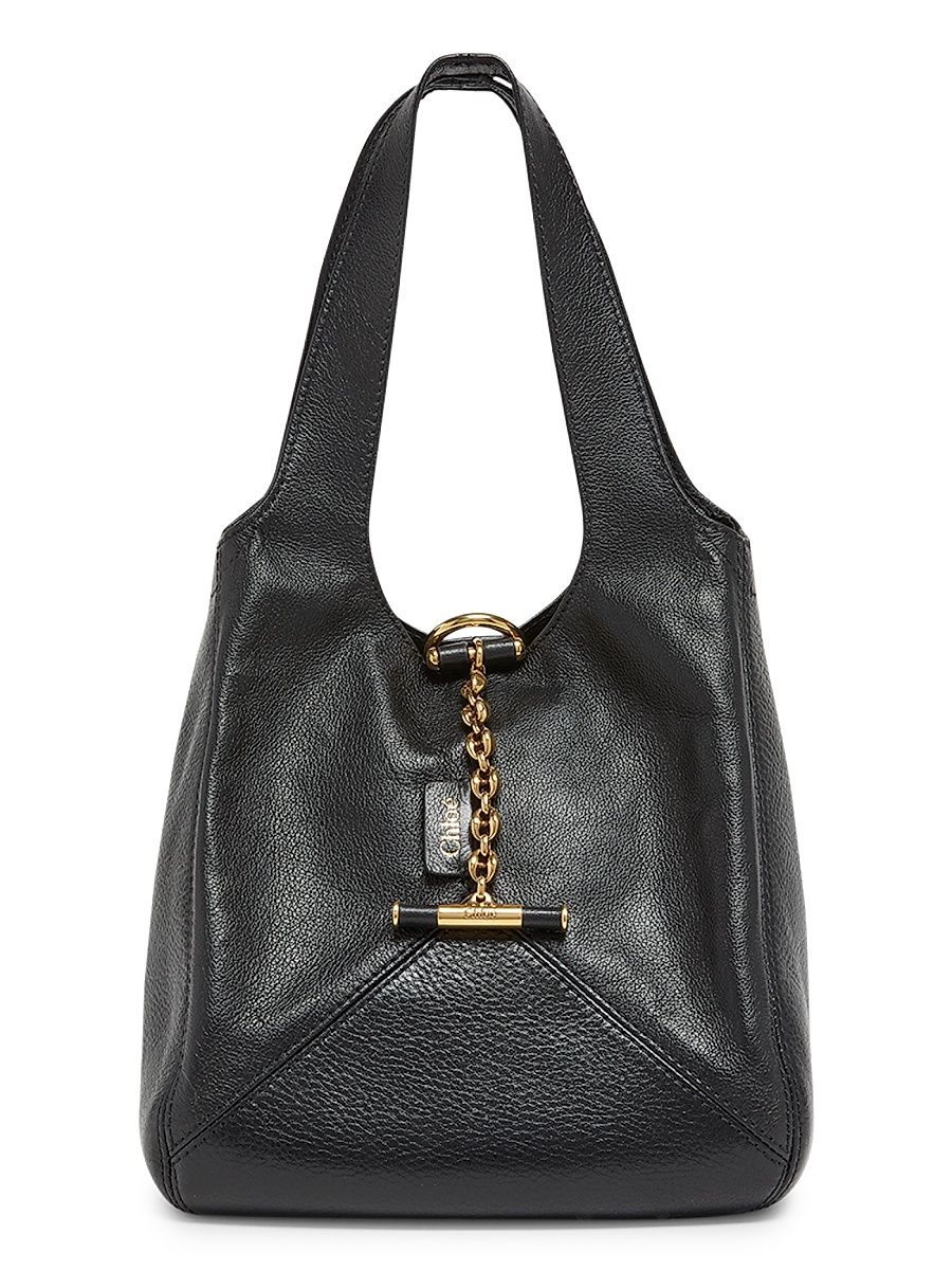 Women's Balloon Leather Shoulder Bag - Black
