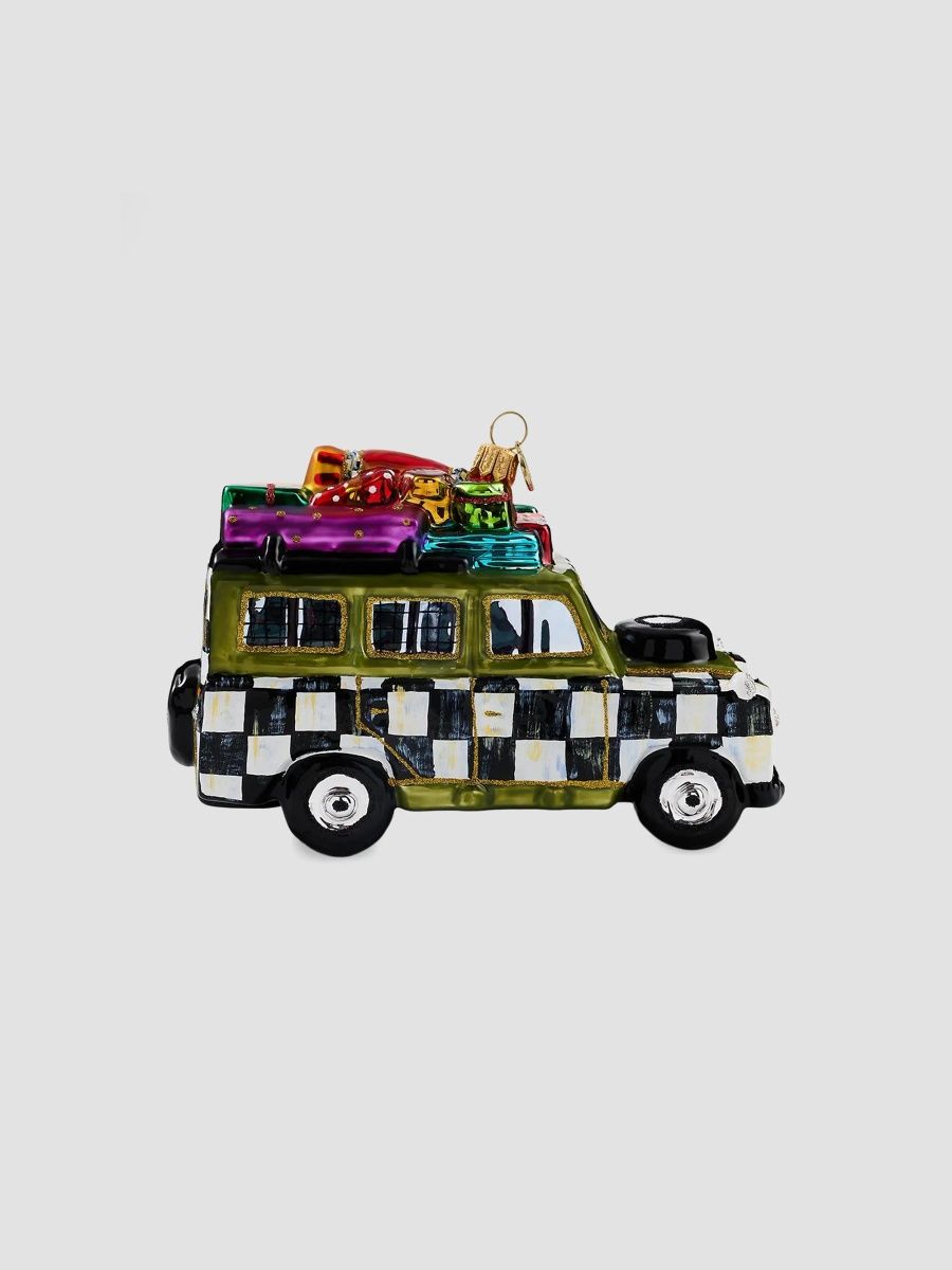 MacKenzie-Childs Merry Christmas Vacation Car Glass Ornament