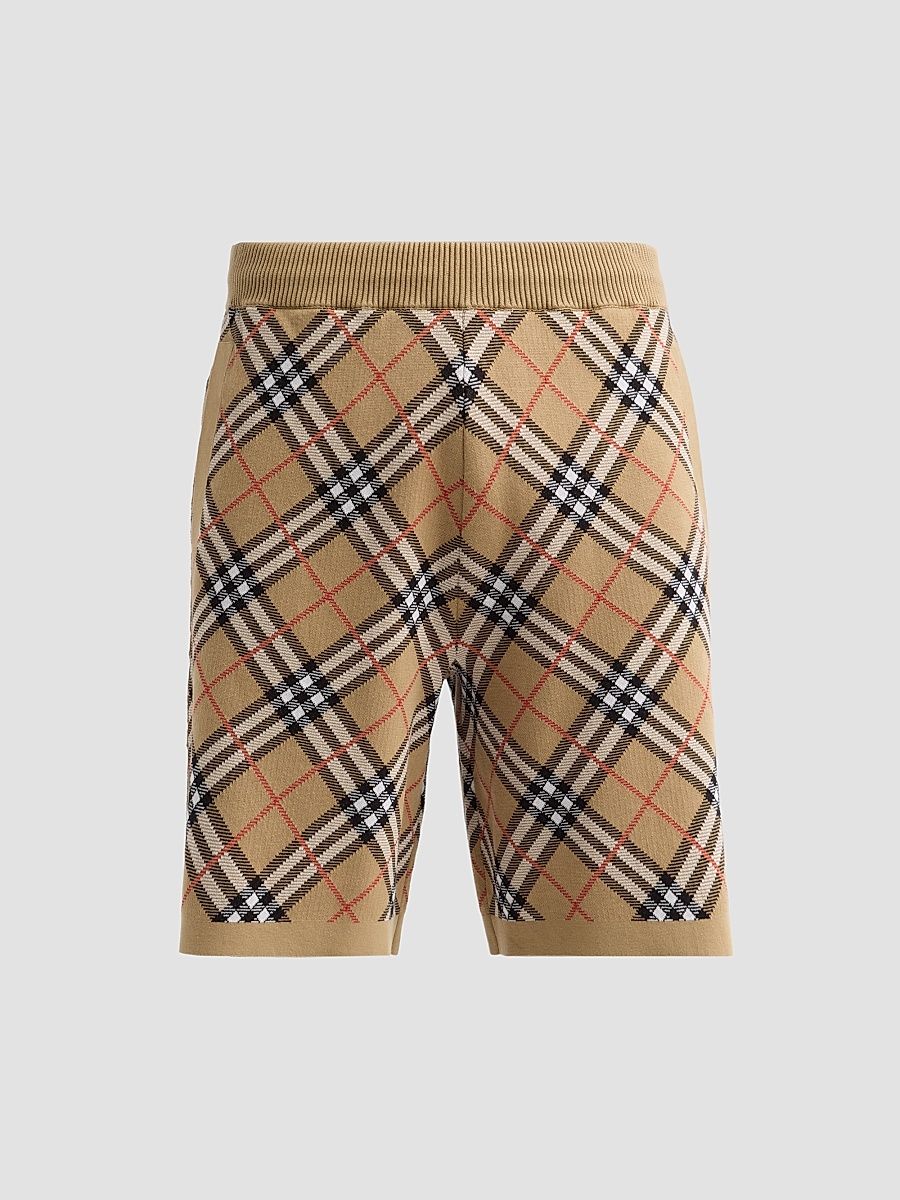 Men's Gawain Check Knit Shorts - Sand Ip Check - Size XL