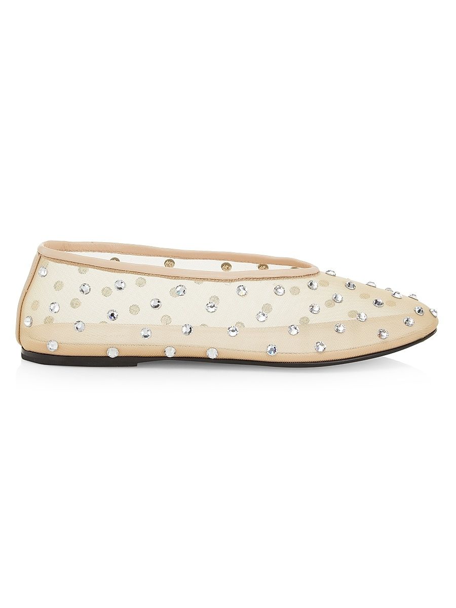 Women's Marcy Crystal-Embellished Mesh Flats - Beige - Size 10.5