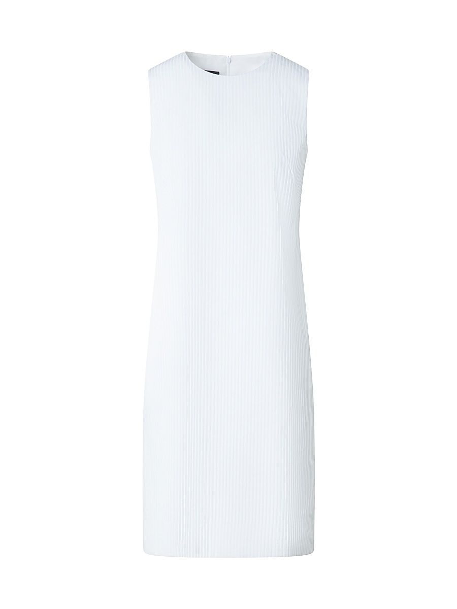 Women's Stitched Pleat Cotton Voile Sheath Dress - White - Size 14