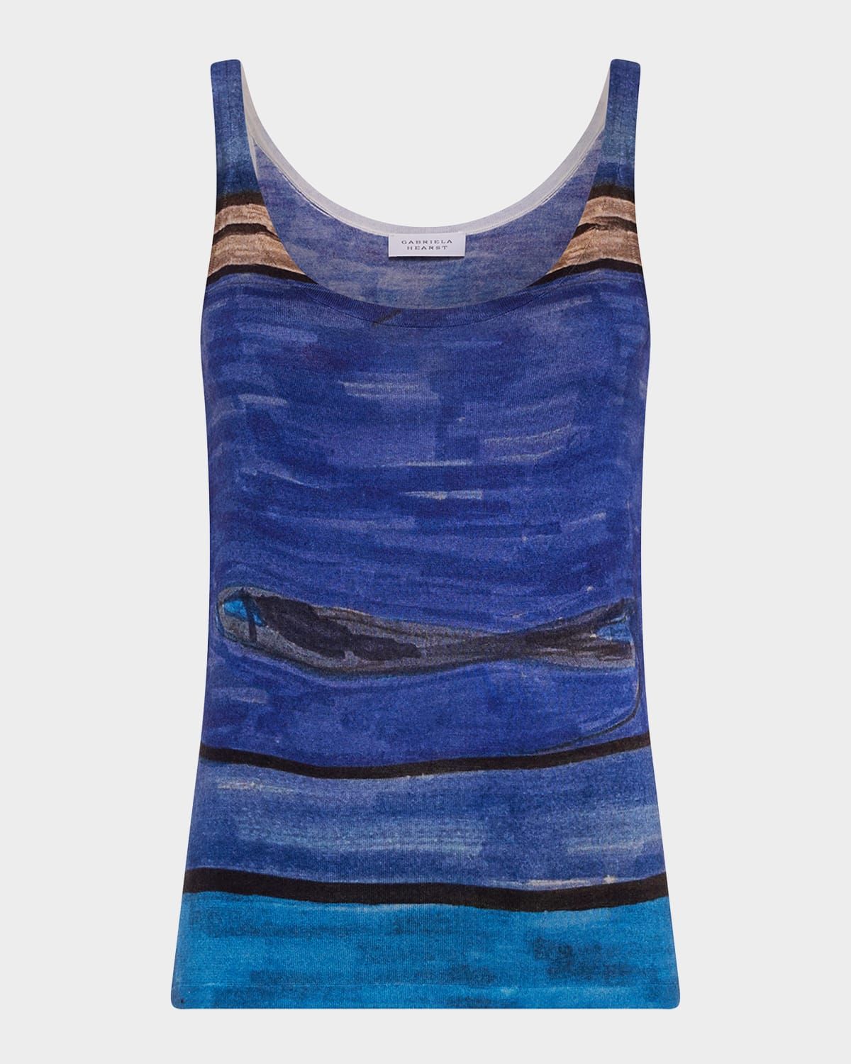 Ecliptor Scribble-Print Cashmere-Silk Knit Tank Top