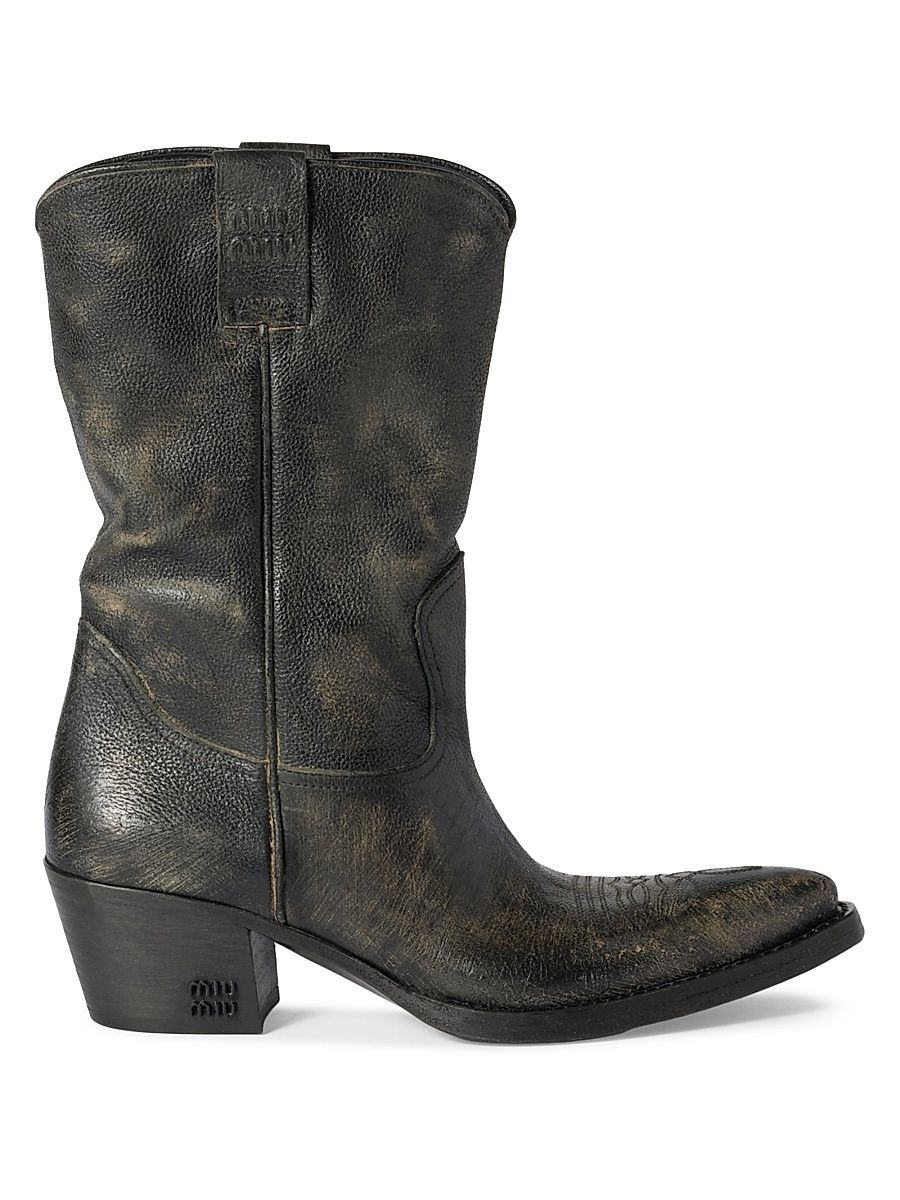 Women's Leather Boots - Dark Grey - Size 7