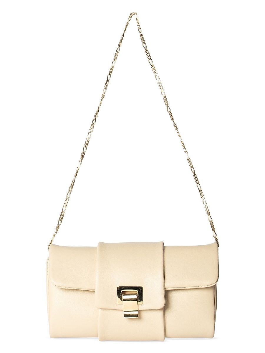 Women's Flip Shoulder Leather Chain Shoulder Bag - Taupe