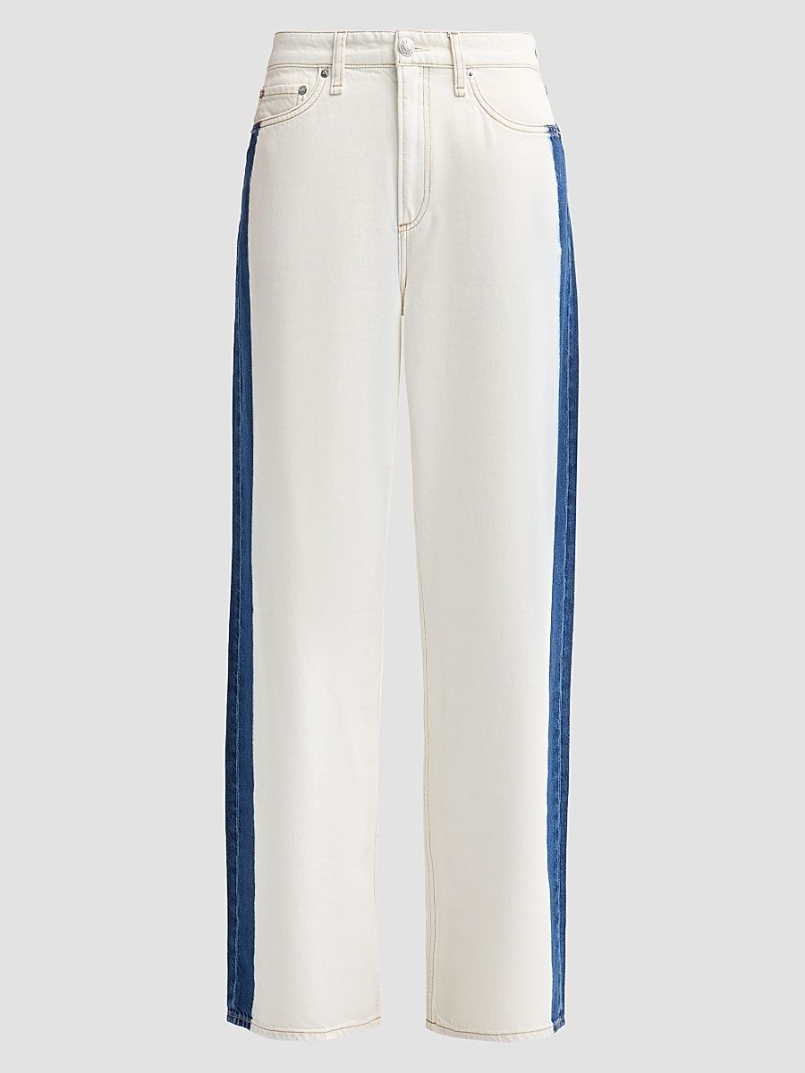 Women's Logan Contrast-Striped Wide-Leg Jeans - Dark Indigo Bleach - Size 32