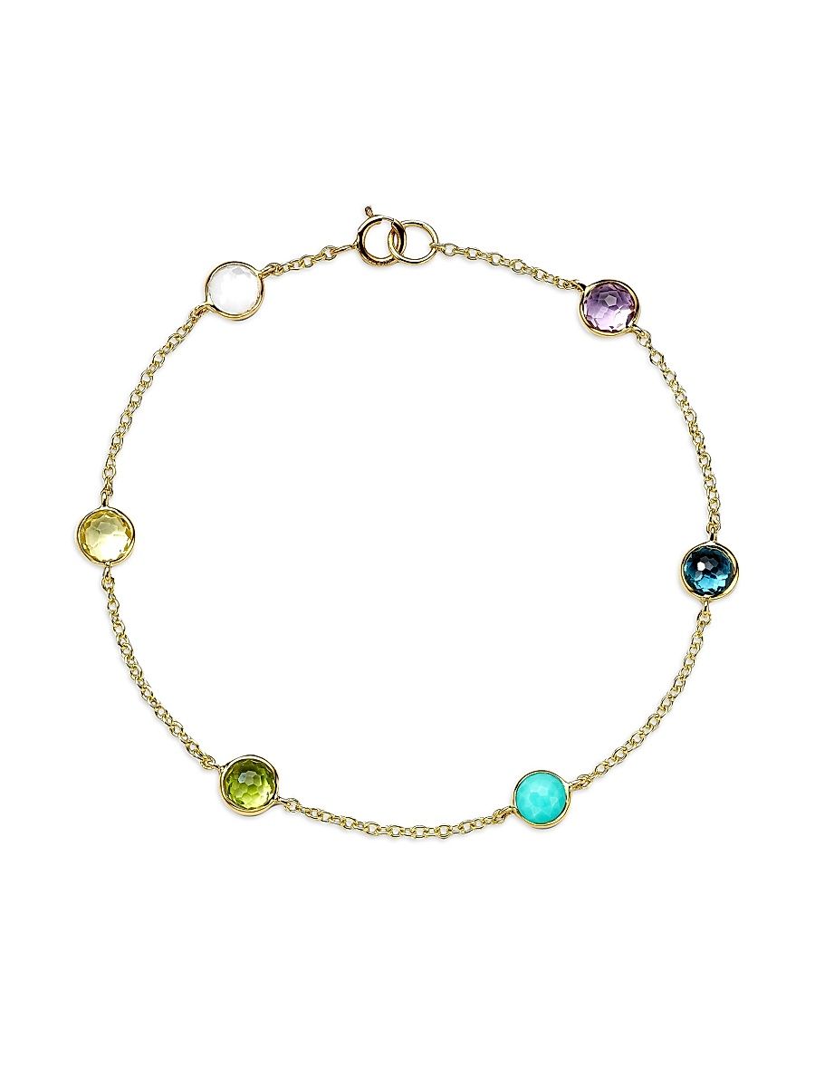 Women's 18K Green Gold & Multi-Gemstone Station Bracelet - Gold - Size 7.5