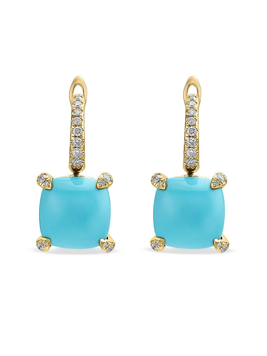 Women's Chatelaine Drop Earrings in 18K Yellow Gold - Turquoise