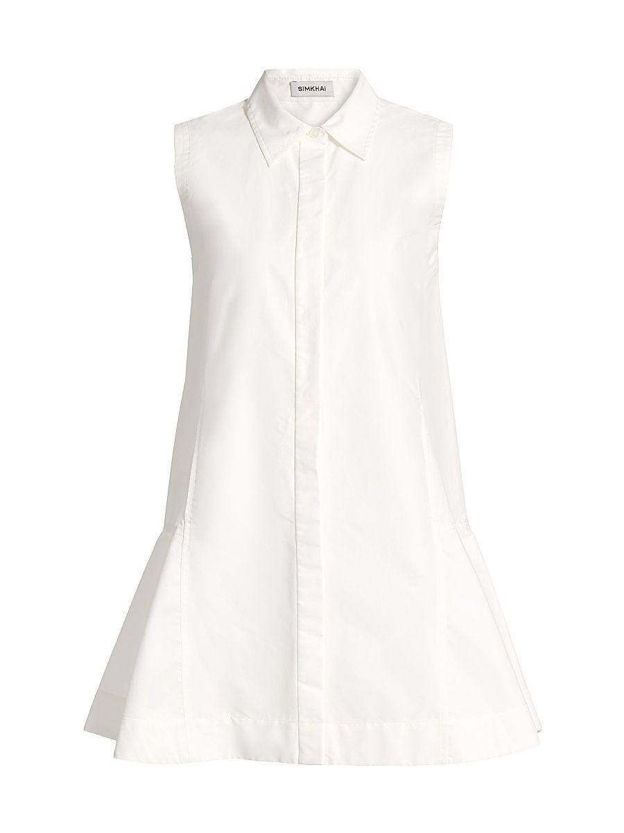 Women's Maggy Stretch-Cotton Poplin Fit & Flare Minidress - White - Size Large