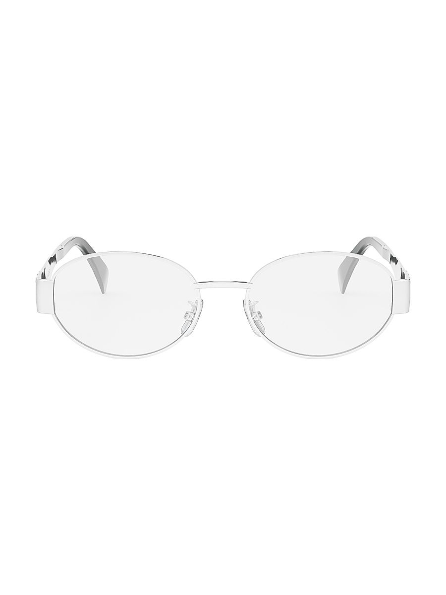 Women's Metal Triomphe Oval Eyeglasses - Shiny Palladium