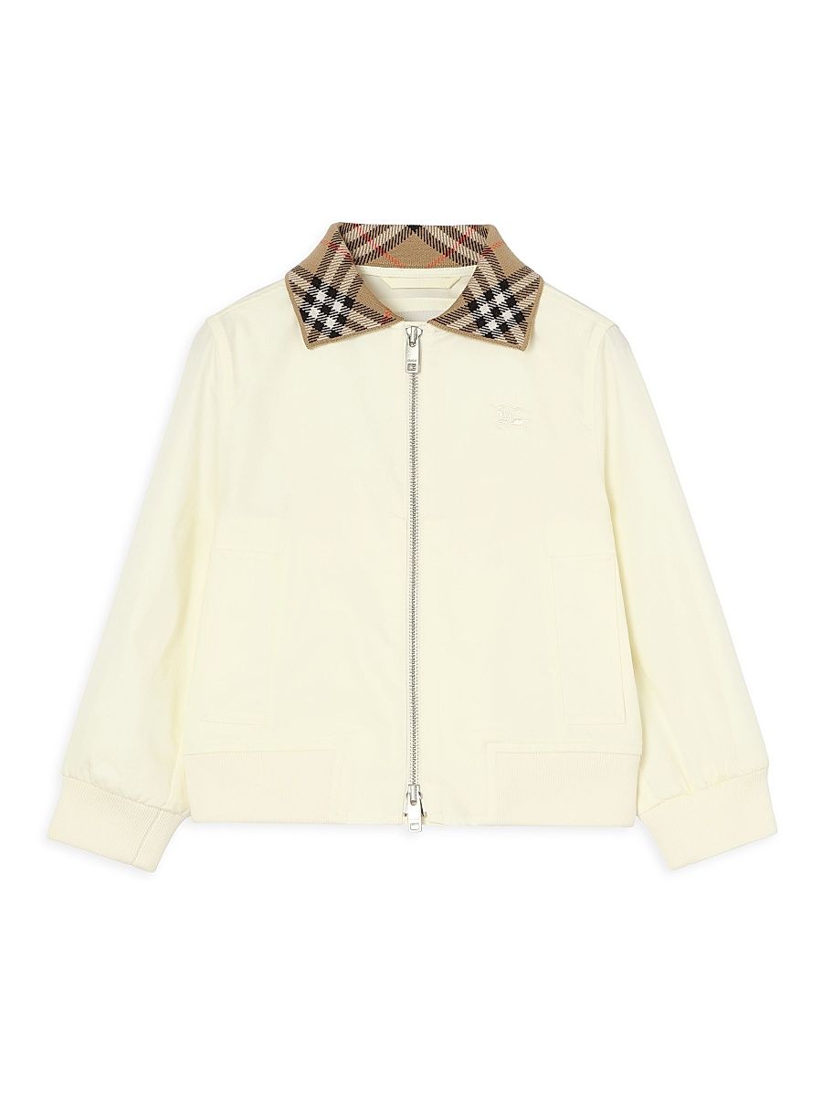 Little Boy's & Boy's Check Zip Jacket - Chalk White - Size 8