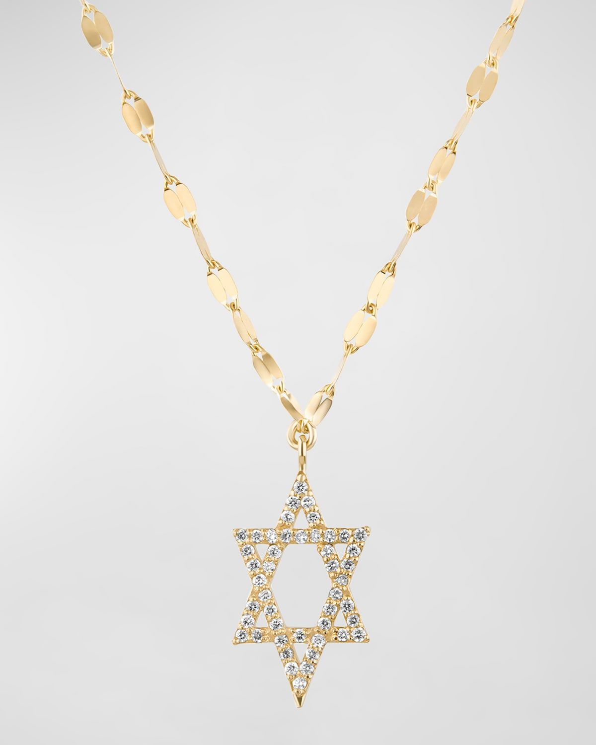 14K Gold Flawless Star of David Pendant Necklace with Jump Ring, 16-18"L