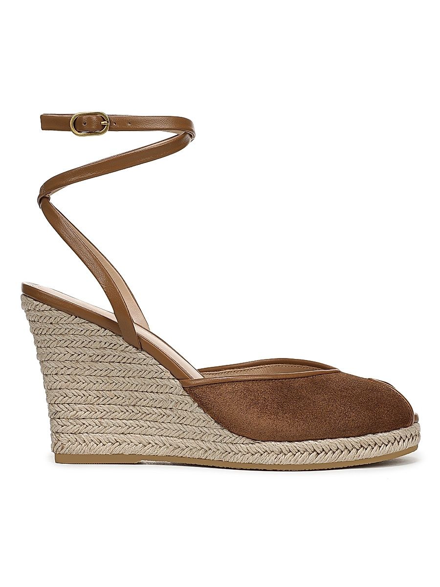 Women's Pasina 90MM Suede Ankle-Wrap Espadrille Sandals - Chestnut - Size 12