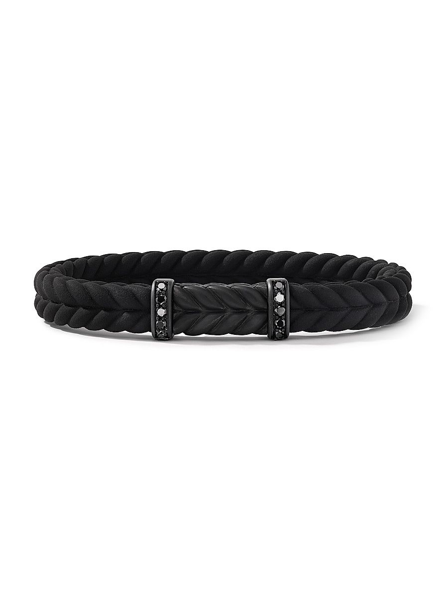 Men's Chevron Bracelet in Black Rubber - Black - Size Small