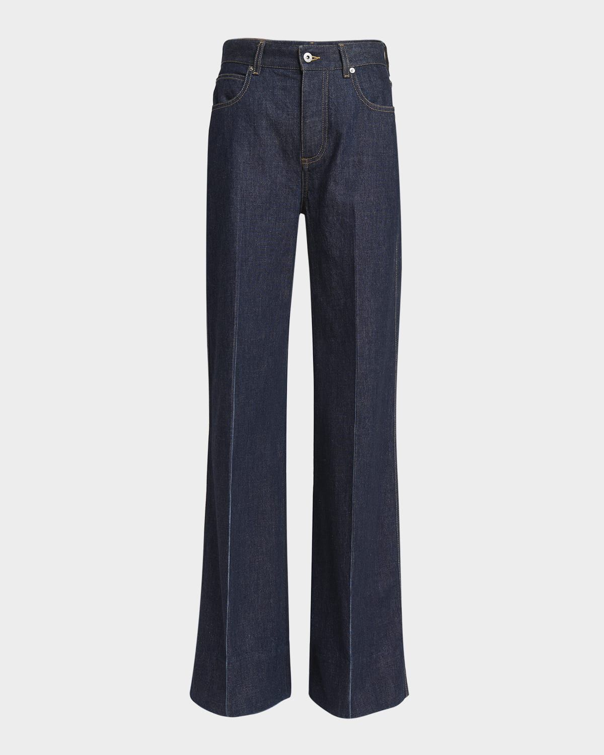 Indigo Soft Denim Wide-Leg Palazzo Jeans