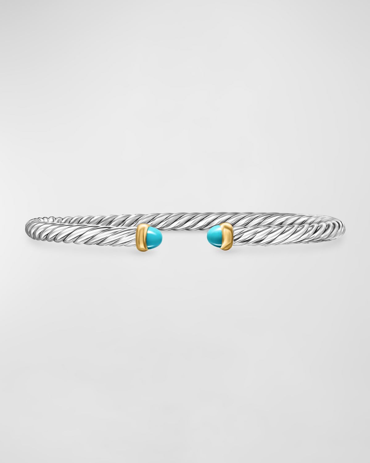 Cable Flex Bracelet with Gemstone in Silver and 14K Gold