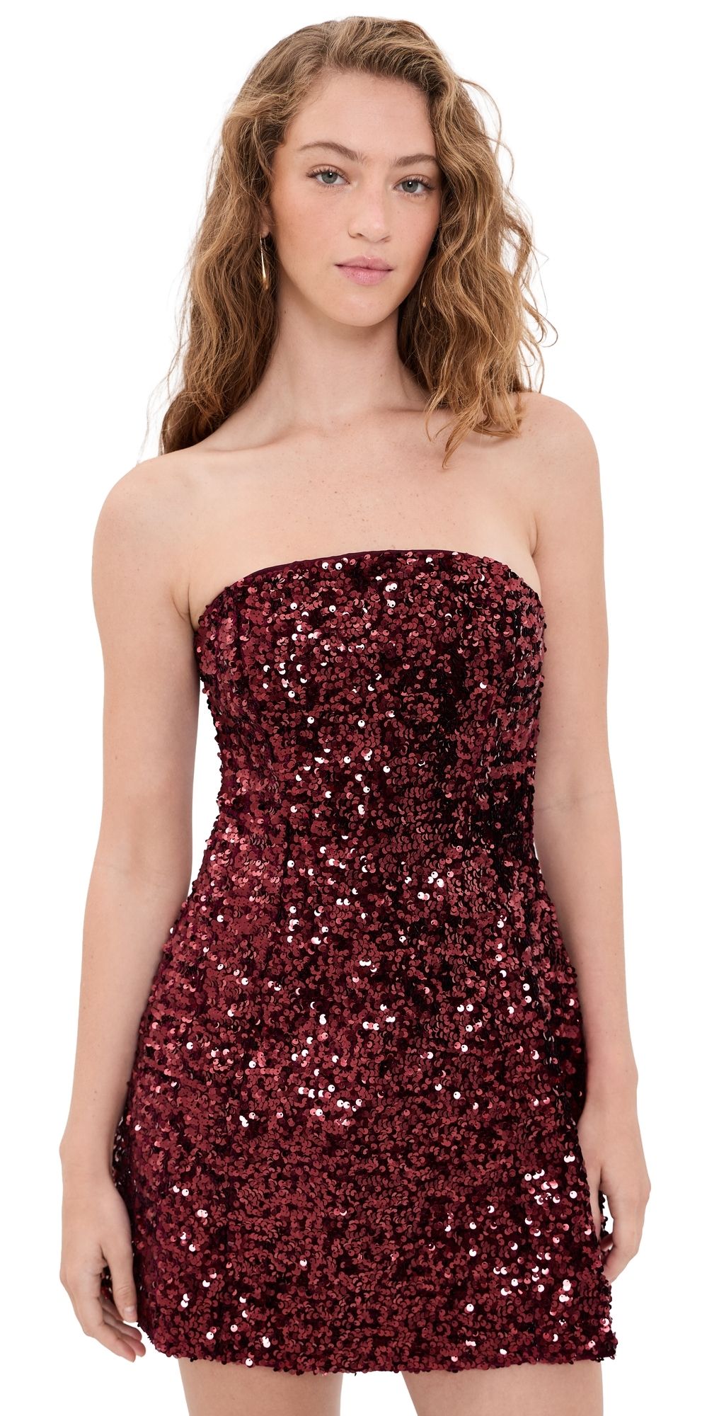 BARDOT Helene Sequin Mini Dress Burgundy 2
