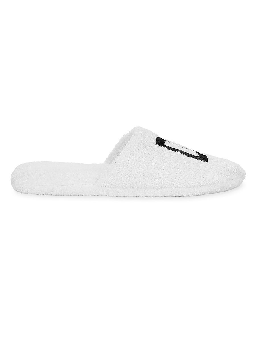 Men's DG Logo Embroidered Slippers - White - Size Medium