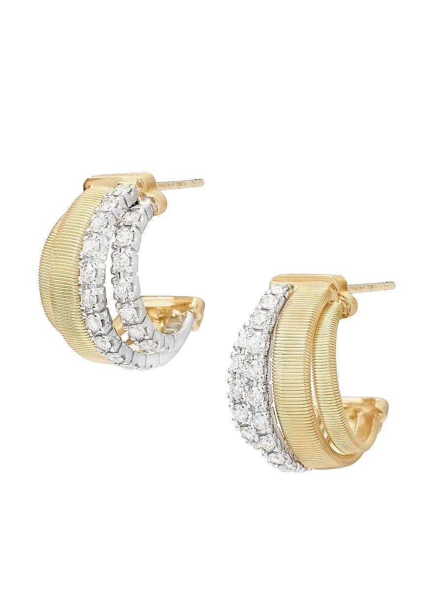 Women's Masai Two-Tone 18K Gold & 0.76 TCW Diamond Hoop Earrings - Yellow Gold