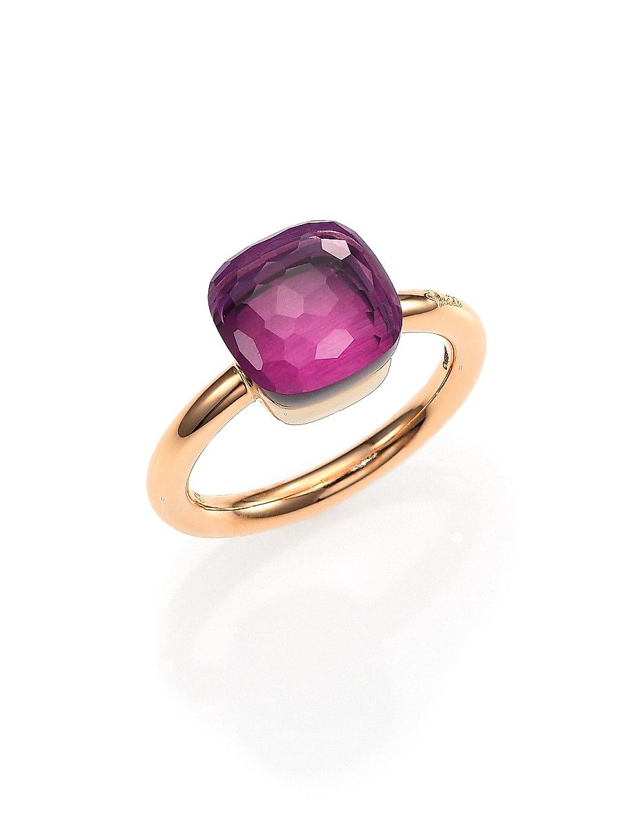 Women's Nudo 18K Rose Gold & Amethyst Petite Square Ring - Rose Gold - Size 6.75