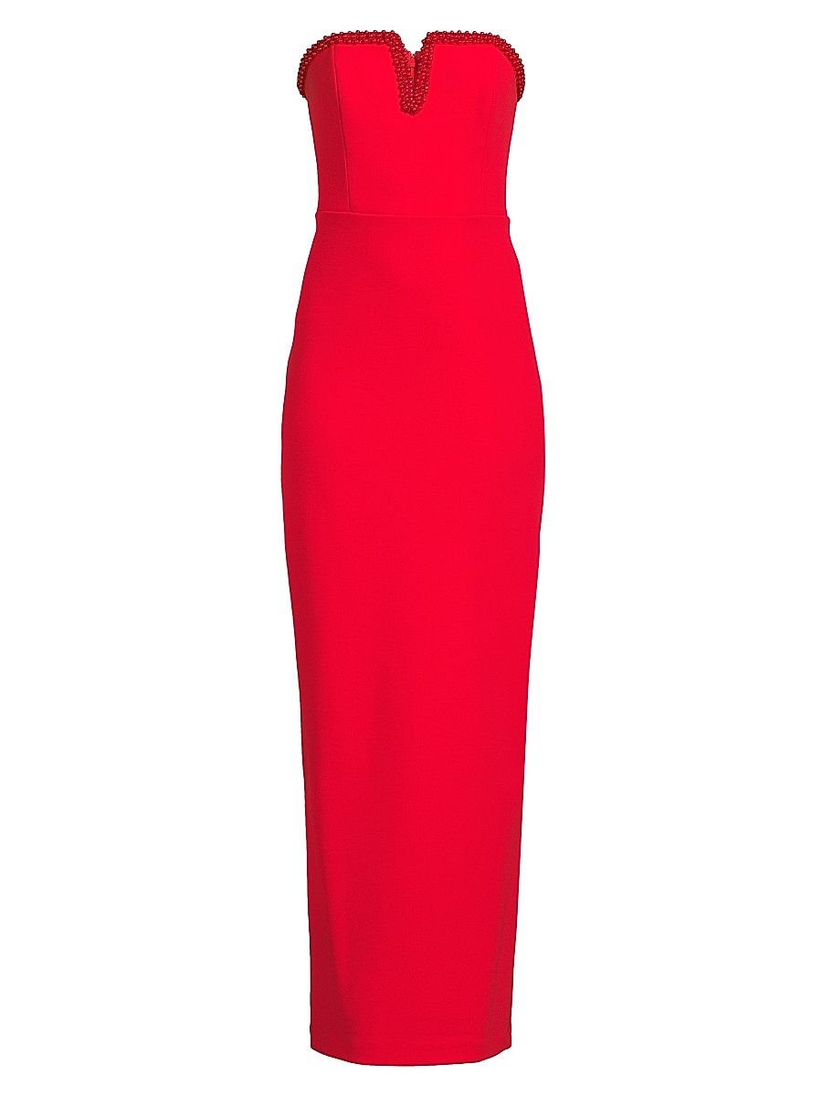 Women's Bonded Crepe Column Gown - Red Heat - Size 16
