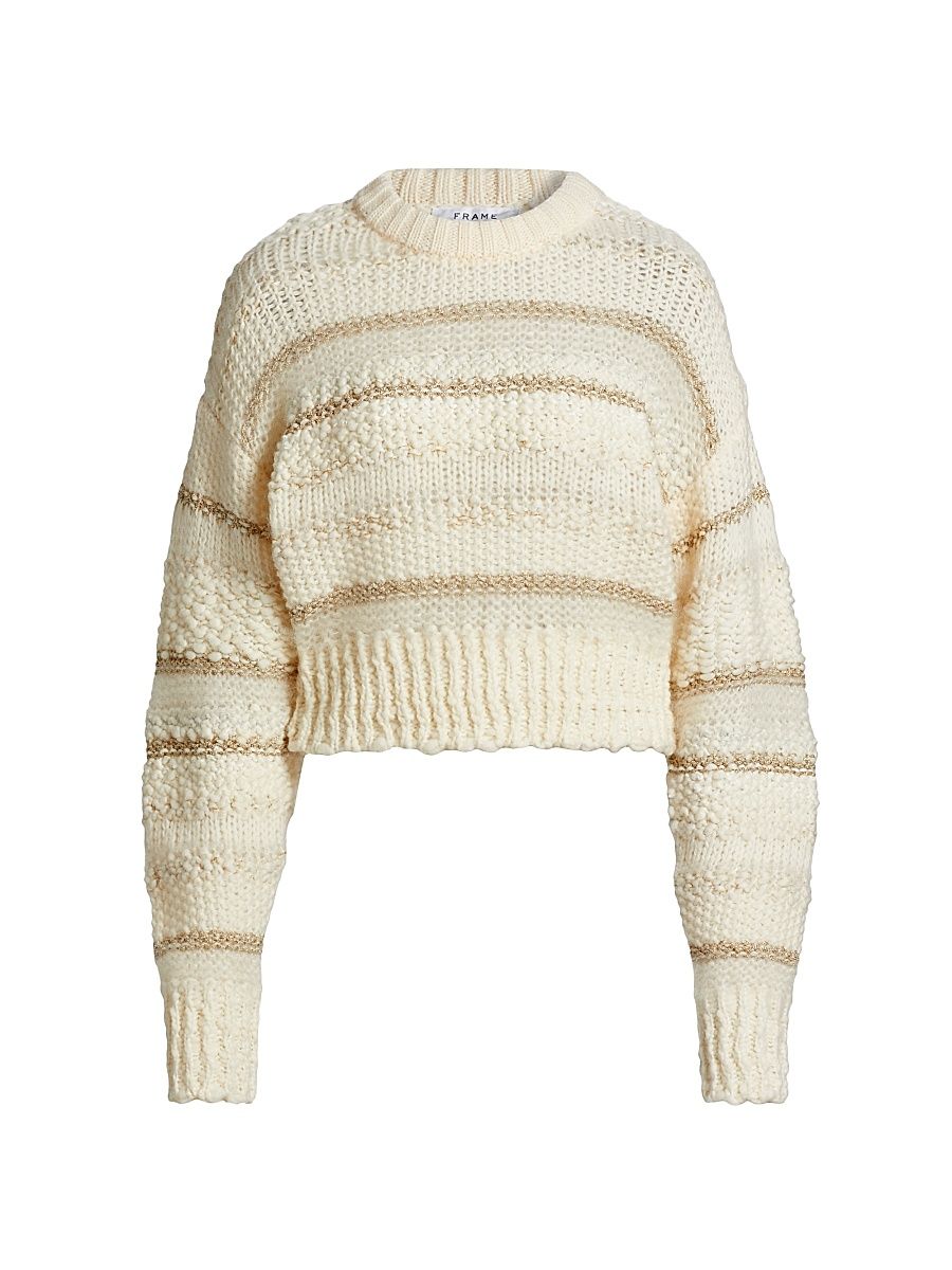 Women's Textured Stripe Sweater - Cream Multi - Size Medium