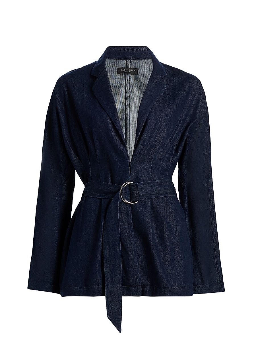 Women's Mandi Tie-Waist Denim Blazer - Ocean Rinse - Size 4