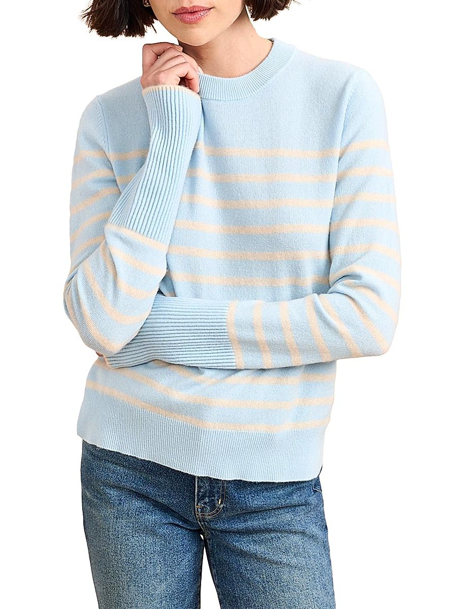 Women's Lean Lines Sweater - Pale Blue Tan - Size Small
