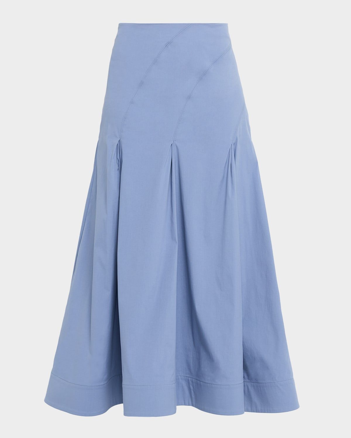 Godet Cotton Poplin Midi Skirt