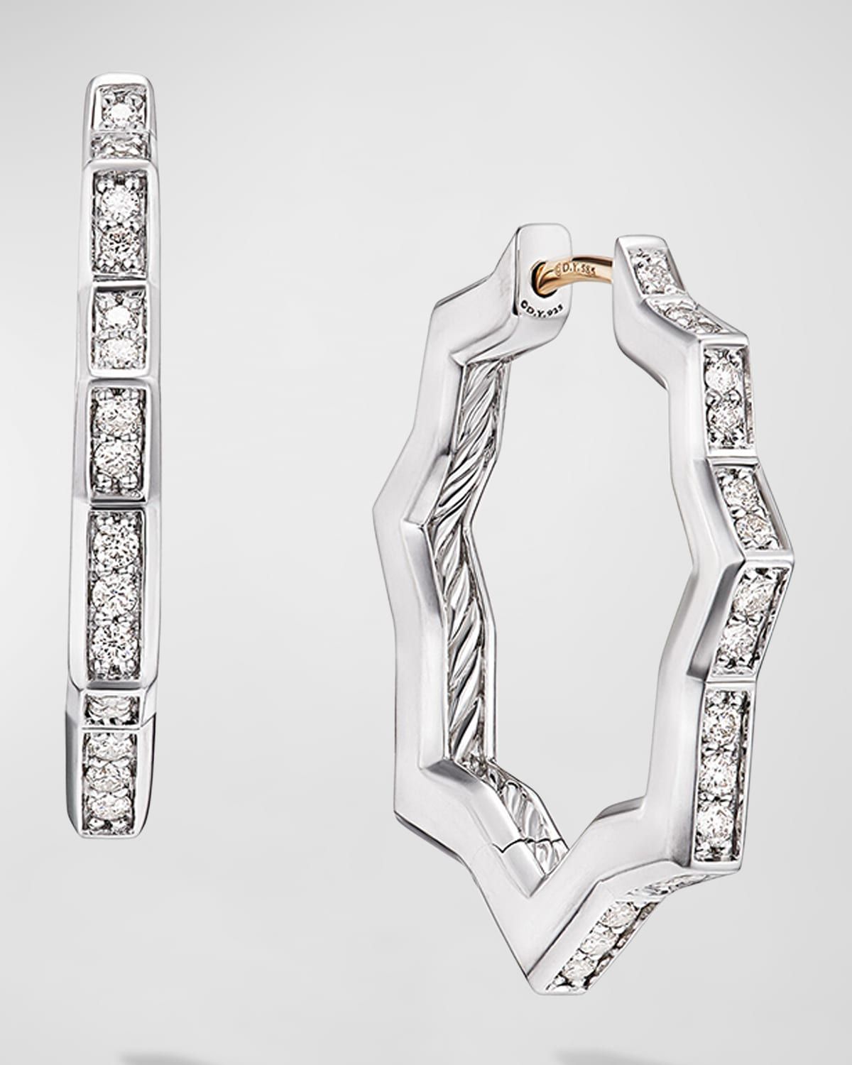 Stax Hoop Earrings with Diamonds in Silver, 2.6mm