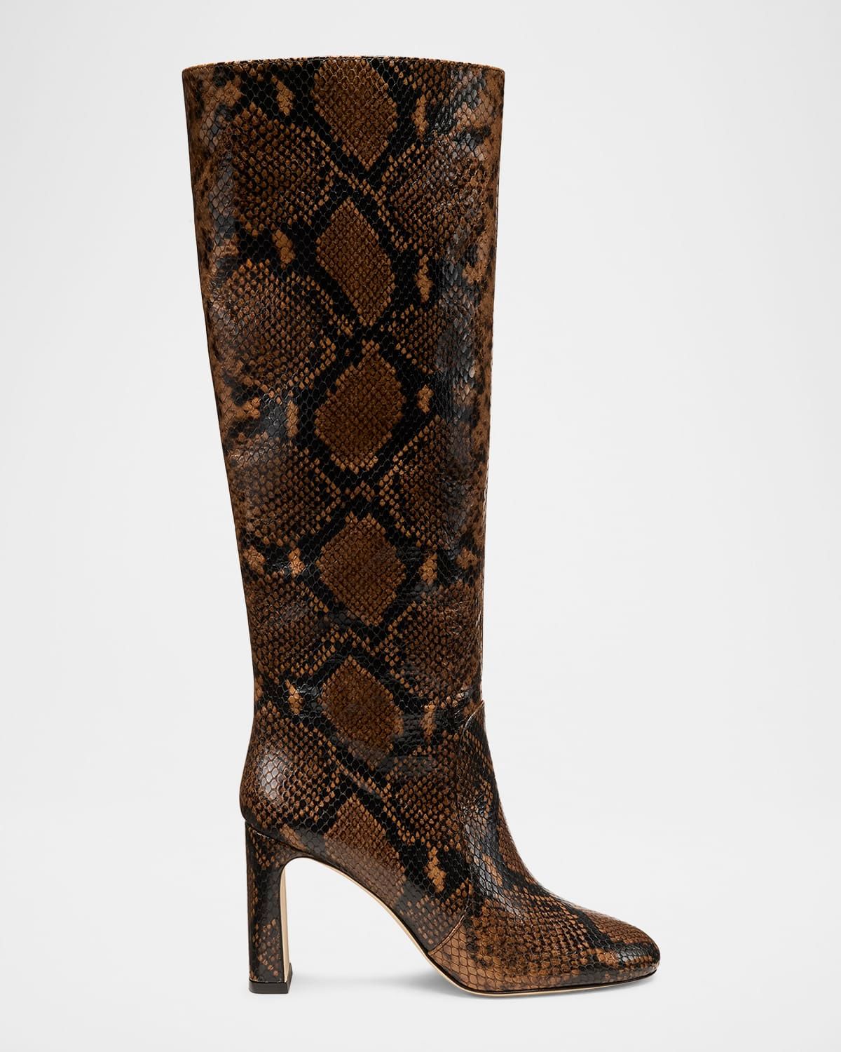 85mm Babette Tubo Snake-Printed Leather Knee-High Boots