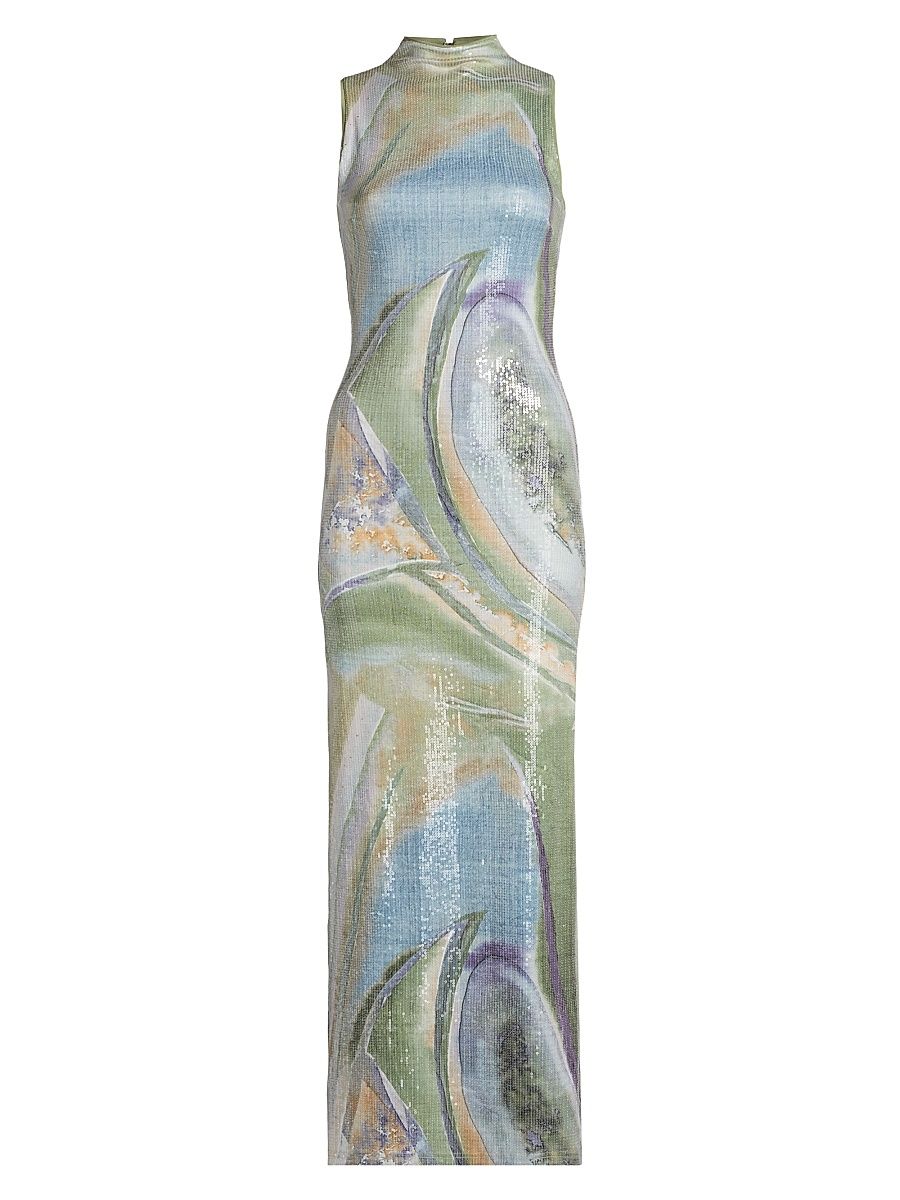 Women's Lucinda Abstract Sequin Sleeveless Maxi Dress - Lavender Marble - Size 12